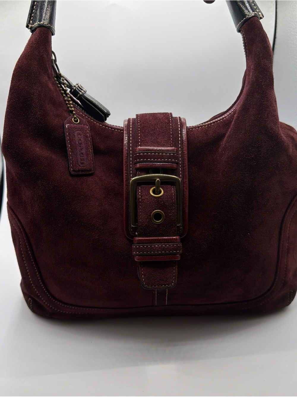Vintage coach Hobo Soho shoulder bag suède leather wine red Burgundy Y2K 7472